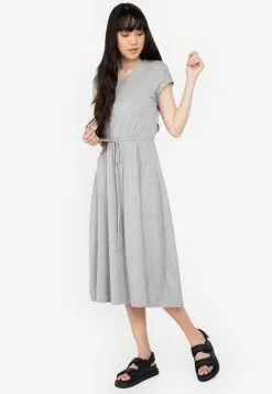 ZALORA BASICS Basic Drawstring Waist Midi Dress