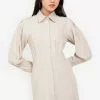 ZALORA BASICS Long Sleeve Chambray Shirt Dress