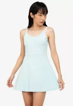 ZALORA BASICS Floral Trim Rib Skater Dress