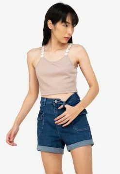 ZALORA BASICS Floral Trim Cropped Top