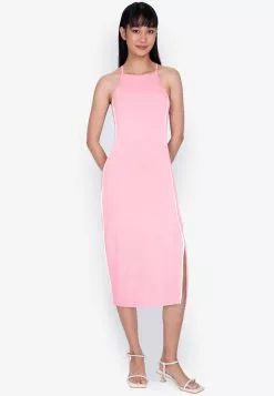 ZALORA BASICS Contrast Piping Midi Dress with Slit