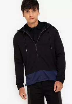 ZALORA BASICS Layered Two-Tone Hoodie Jacket