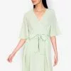 ZALORA BASICS Flare Sleeve Pleated Mini Dress