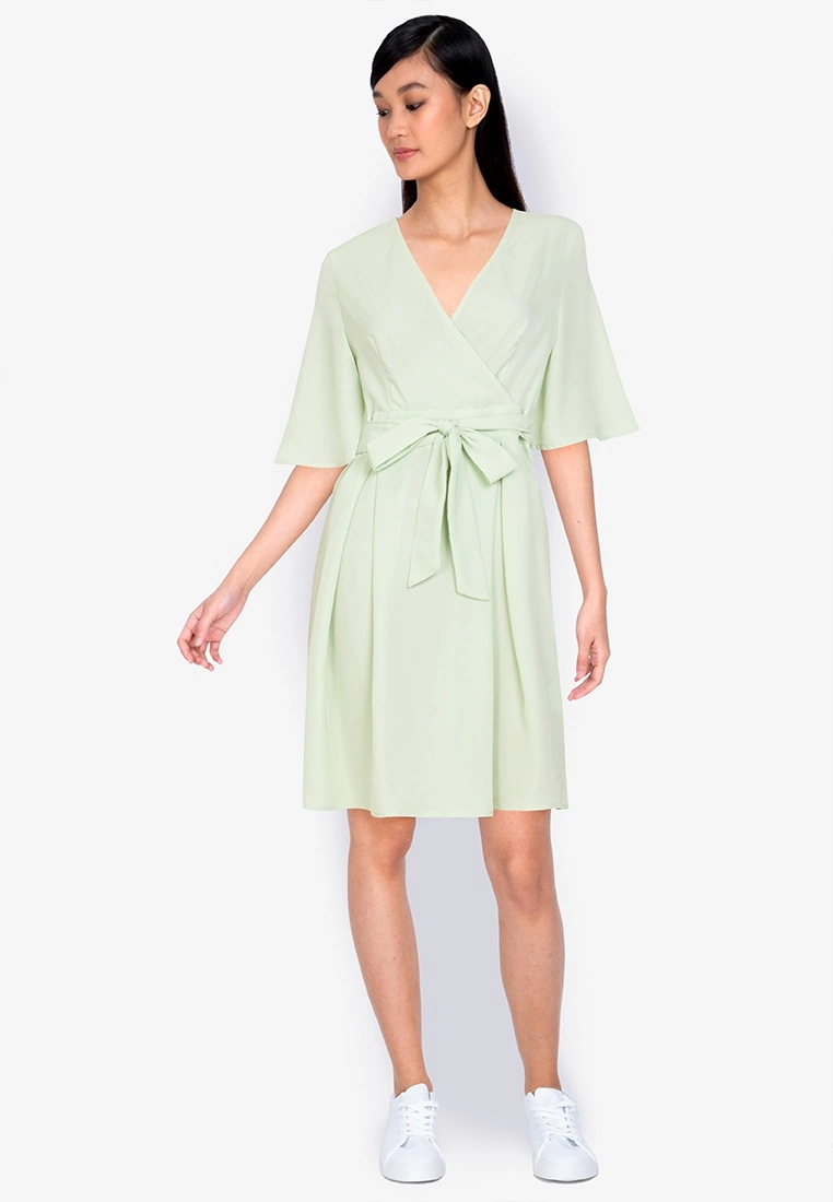 ZALORA BASICS Flare Sleeve Pleated Mini Dress - Billede 4