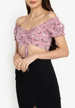 ZALORA BASICS Ruched Front Crop Top