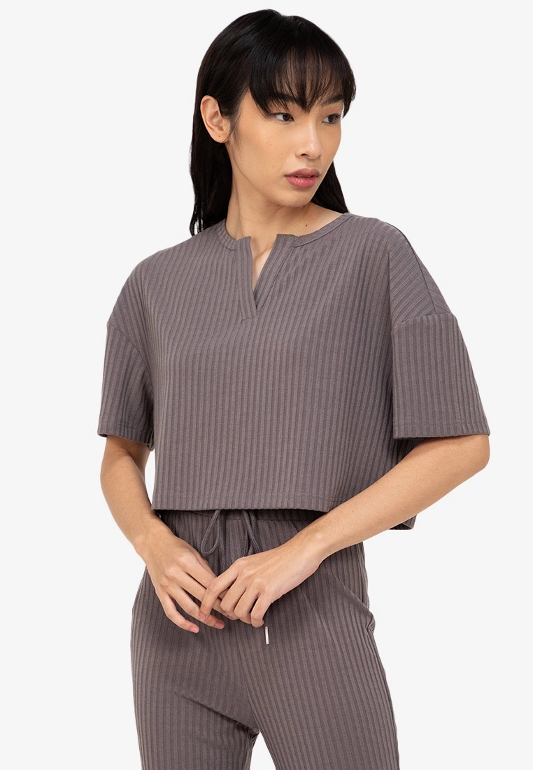ZALORA BASICS Lounge Rib Crop Top