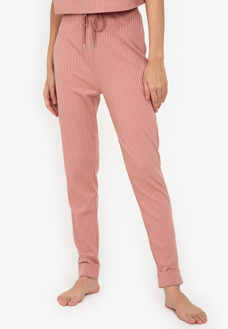 ZALORA BASICS Lounge Ribbed Drawstring Jogger