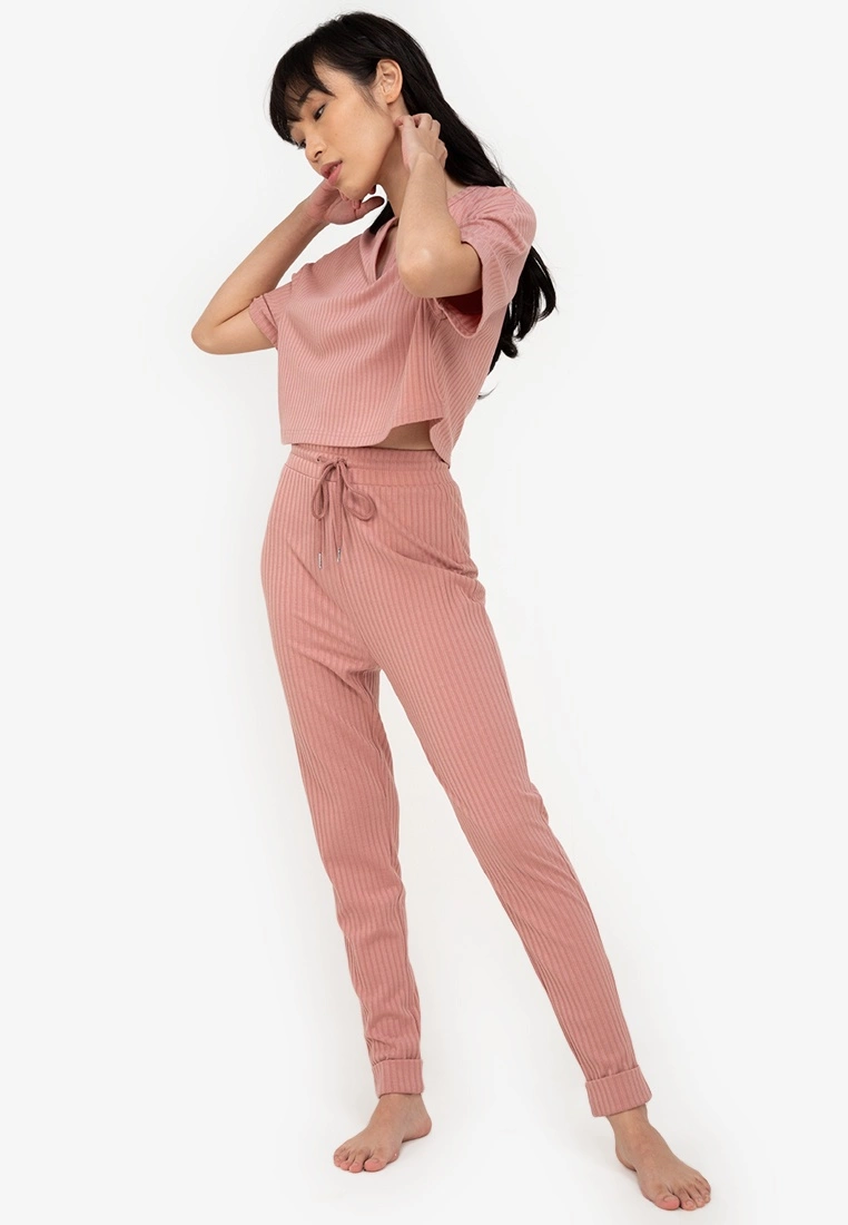 ZALORA BASICS Lounge Ribbed Drawstring Jogger - Billede 4