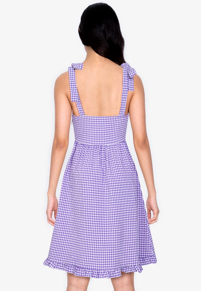ZALORA BASICS Tie Strap Gingham Midi Dress - Billede 2