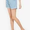 ZALORA BASICS Elastic Waist Denim Mom Shorts