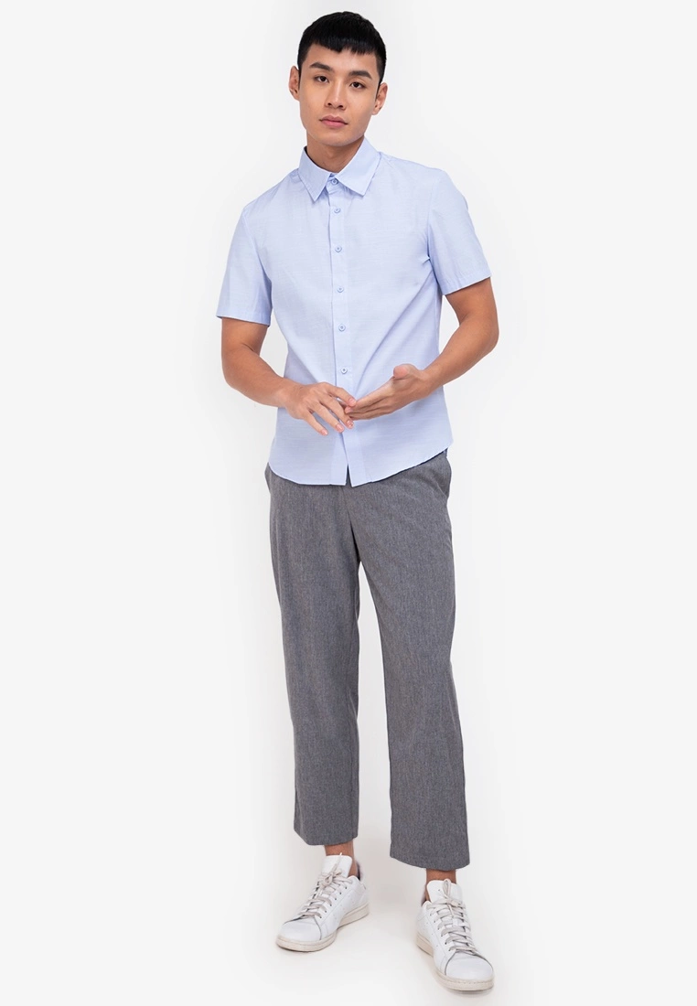 ZALORA BASICS Straight Weave Short Sleeve Shirt - Billede 4