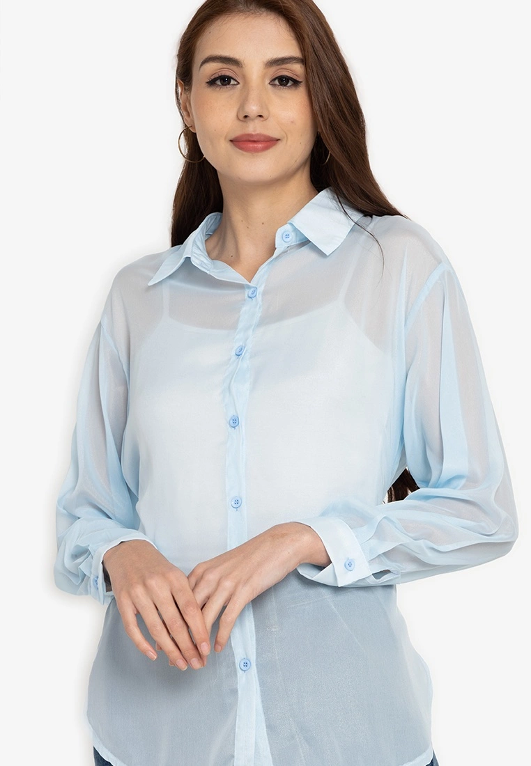 ZALORA BASICS Sheer Longline Shirt - Billede 3