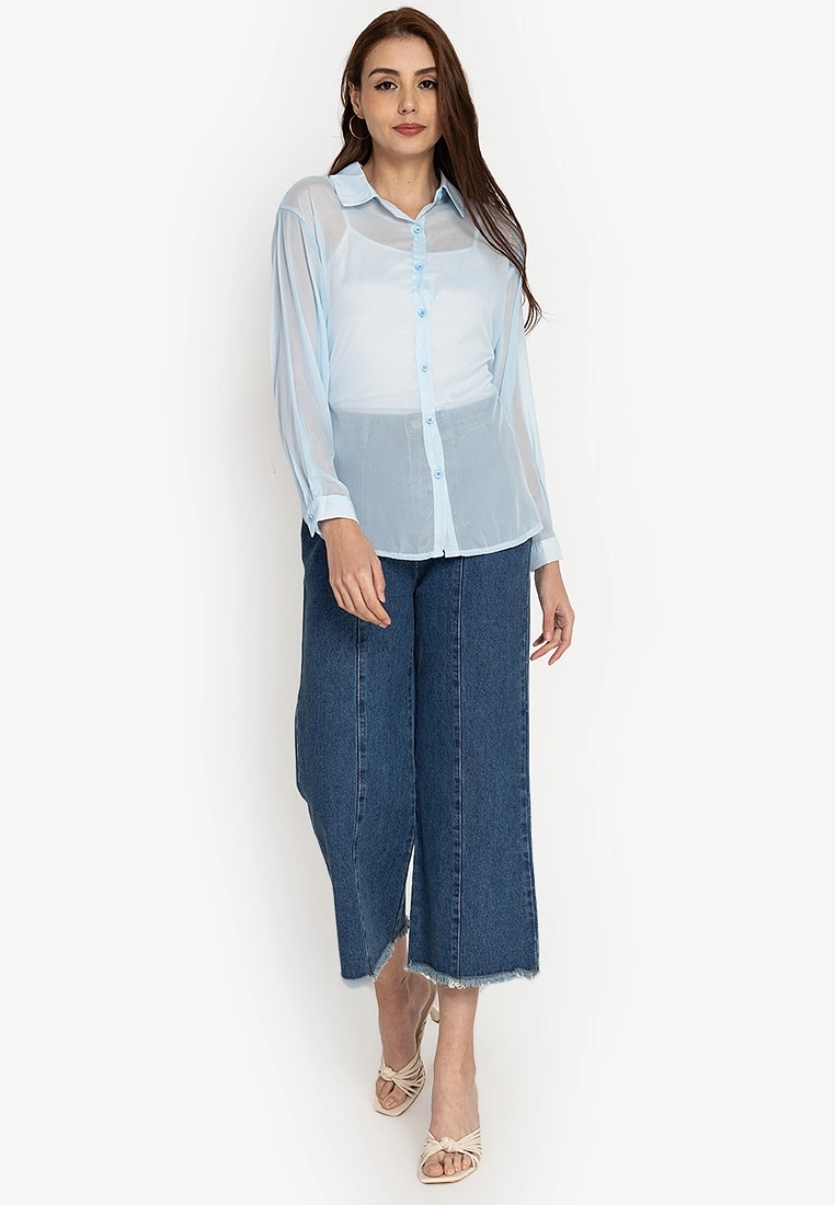 ZALORA BASICS Sheer Longline Shirt - Billede 4