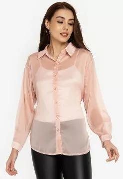 ZALORA BASICS Sheer Longline Shirt
