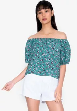 ZALORA BASICS Short Sleeve Off Shoulder Top