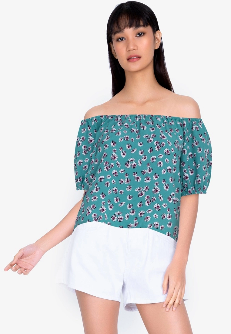ZALORA BASICS Short Sleeve Off Shoulder Top