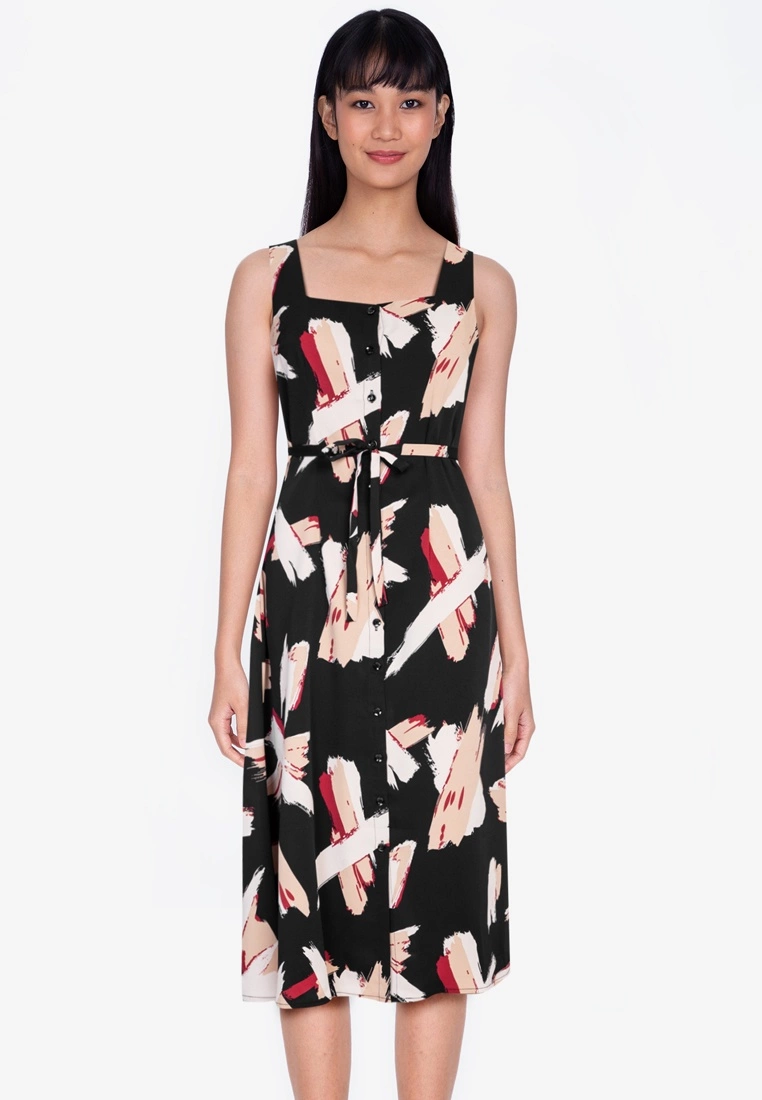 ZALORA BASICS Square Neck Midi Dress