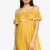ZALORA BASICS Embroidered Cold Shoulder Mini Dress