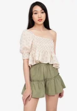 ZALORA BASICS One Shoulder Peplum Top