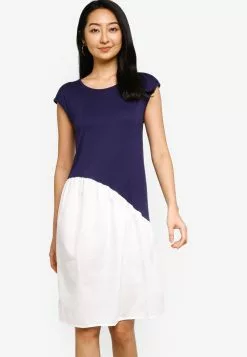 ZALORA BASICS Contrast Fabric Colourblock Dress