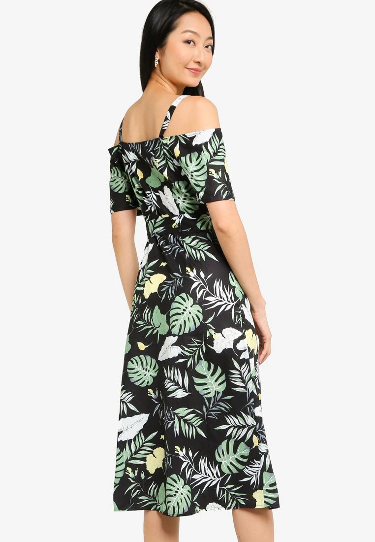 ZALORA BASICS Cold Shoulder Button Down Midi Dress - Billede 2