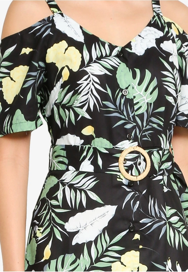 ZALORA BASICS Cold Shoulder Button Down Midi Dress - Billede 3