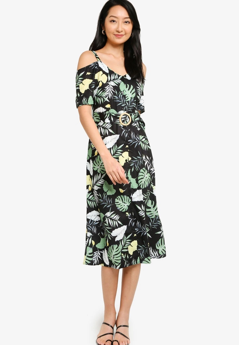 ZALORA BASICS Cold Shoulder Button Down Midi Dress - Billede 4