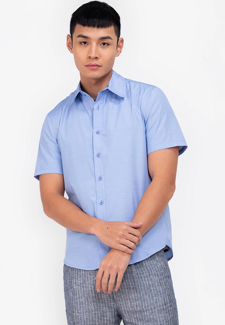 ZALORA BASICS Straight Weave Short Sleeve Shirt