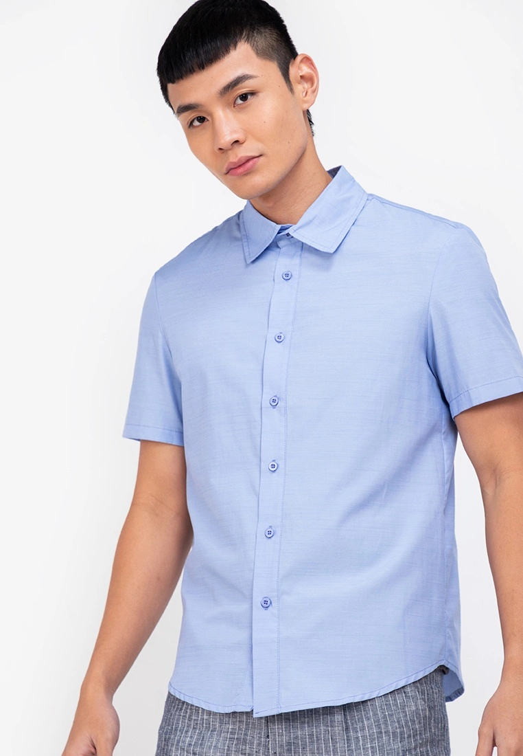 ZALORA BASICS Straight Weave Short Sleeve Shirt - Billede 3