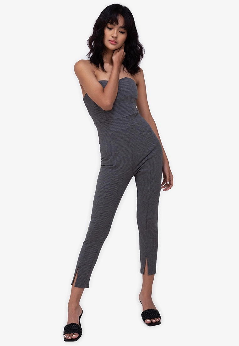 ZALORA BASICS Rib Bandeau Jumpsuit