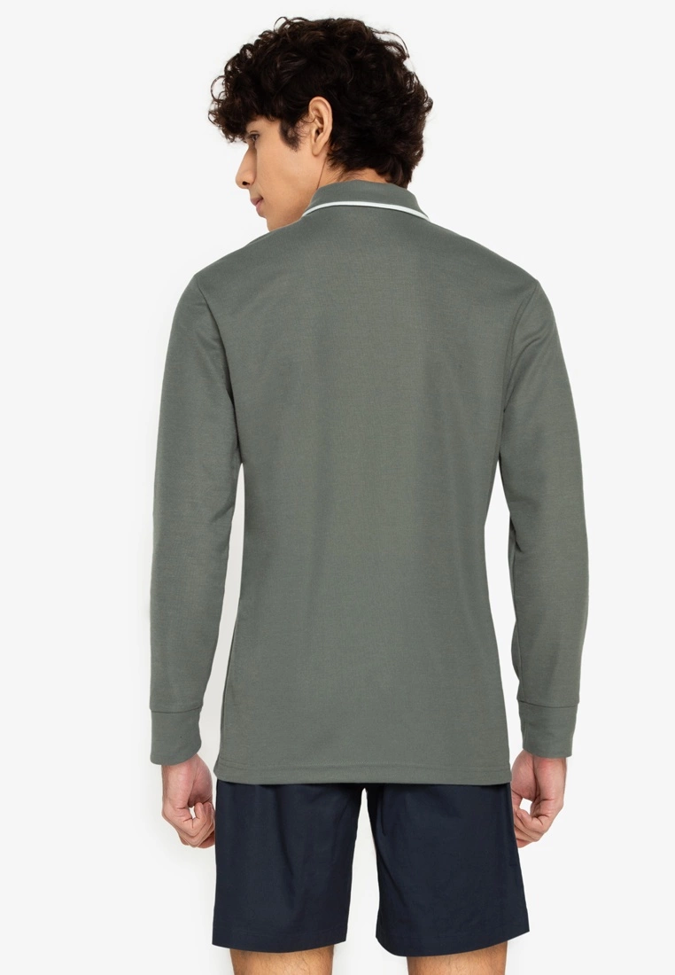 ZALORA BASICS Contrast Trim Long Sleeve Polo Tee - Billede 2