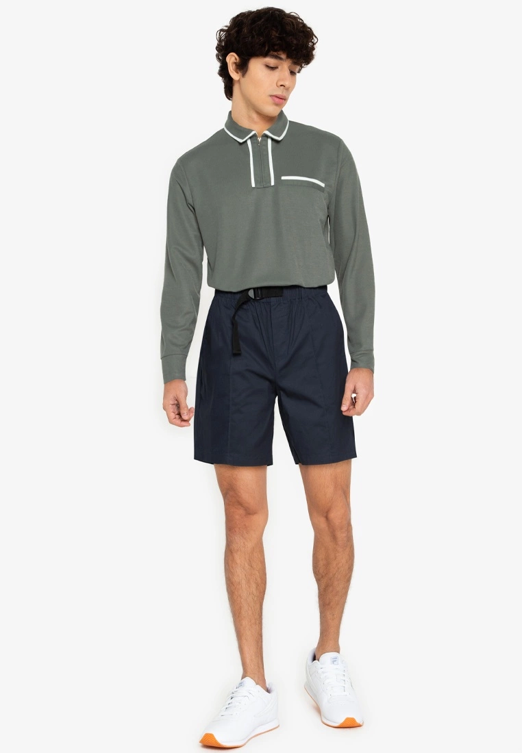 ZALORA BASICS Contrast Trim Long Sleeve Polo Tee - Billede 4