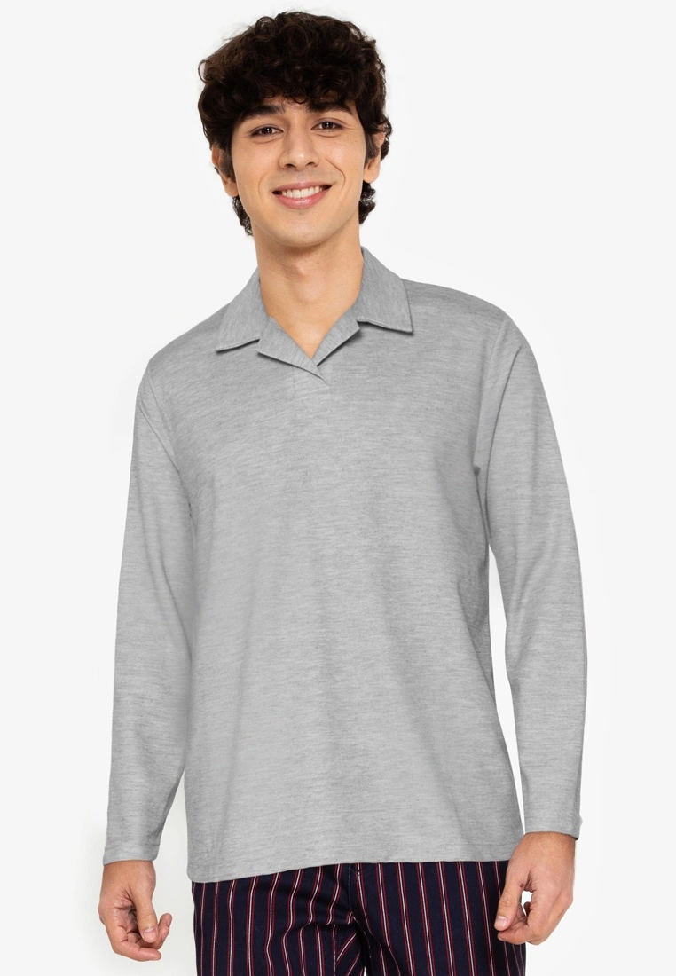 ZALORA BASICS Long Sleeve Polo Tee