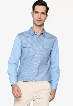 ZALORA BASICS Stripe Block Long Sleeve Shirt