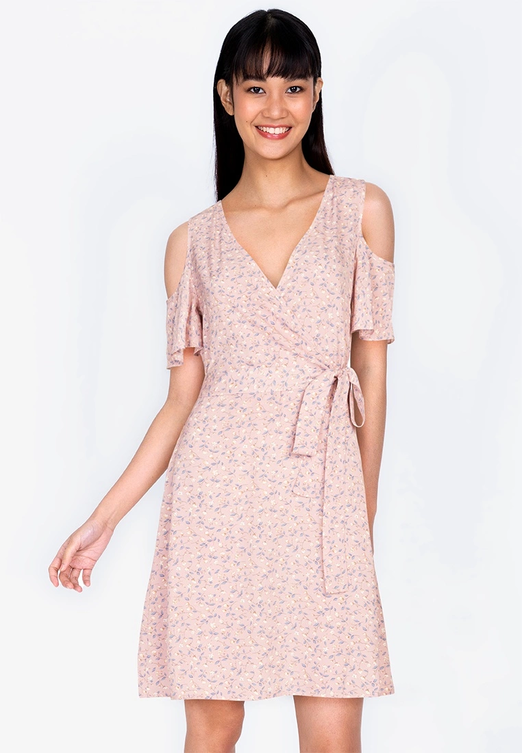 ZALORA BASICS Overlap Top Cold Shoulder Dress