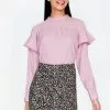 ZALORA BASICS High Neck Long Sleeve Blouse