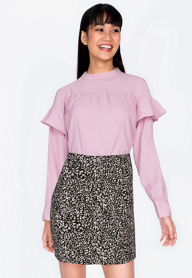 ZALORA BASICS High Neck Long Sleeve Blouse