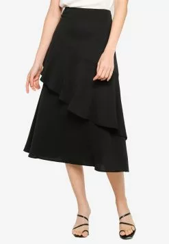 ZALORA BASICS Asymmetric Ruffle Midi Skirt