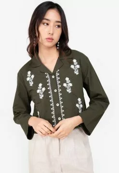 ZALORA BASICS Embroidered Long Sleeve Shirt