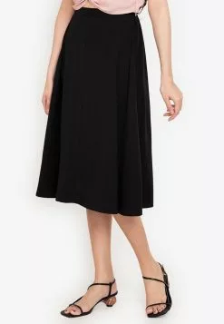 ZALORA BASICS 100% Recycled Polyester Midi Flare Skirt