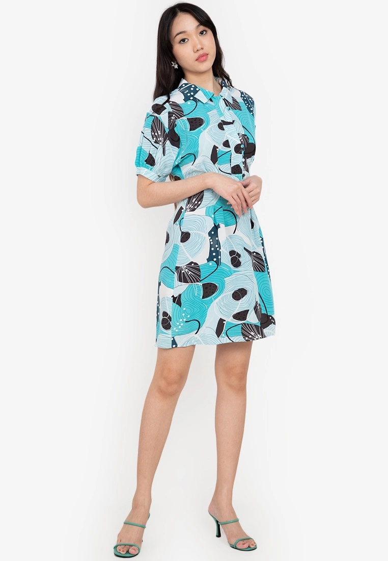 ZALORA BASICS Geometric Puff Sleeve Shirt Dress - Billede 4