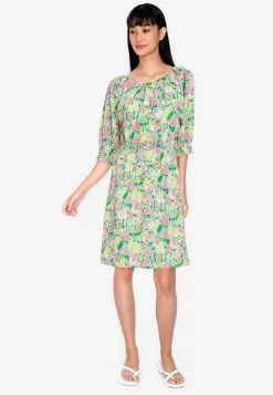 ZALORA BASICS Smocked Waist Puff Sleeve Mini Dress