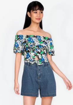 ZALORA BASICS Tie Front Off The Shoulder Top