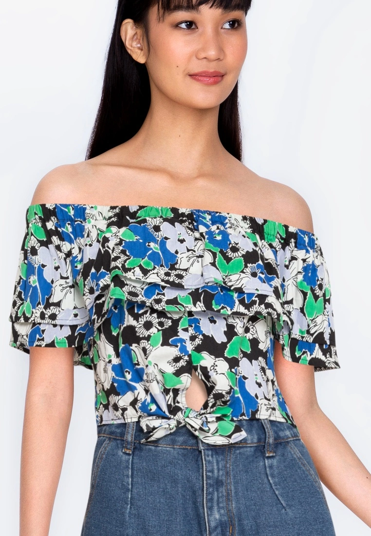 ZALORA BASICS Tie Front Off The Shoulder Top - Billede 3