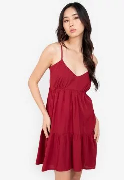 ZALORA BASICS V-Neck Cami Hi-Low Dress