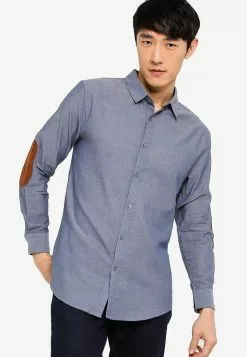 ZALORA BASICS Contrast Arm Patch Long Sleeve Shirt