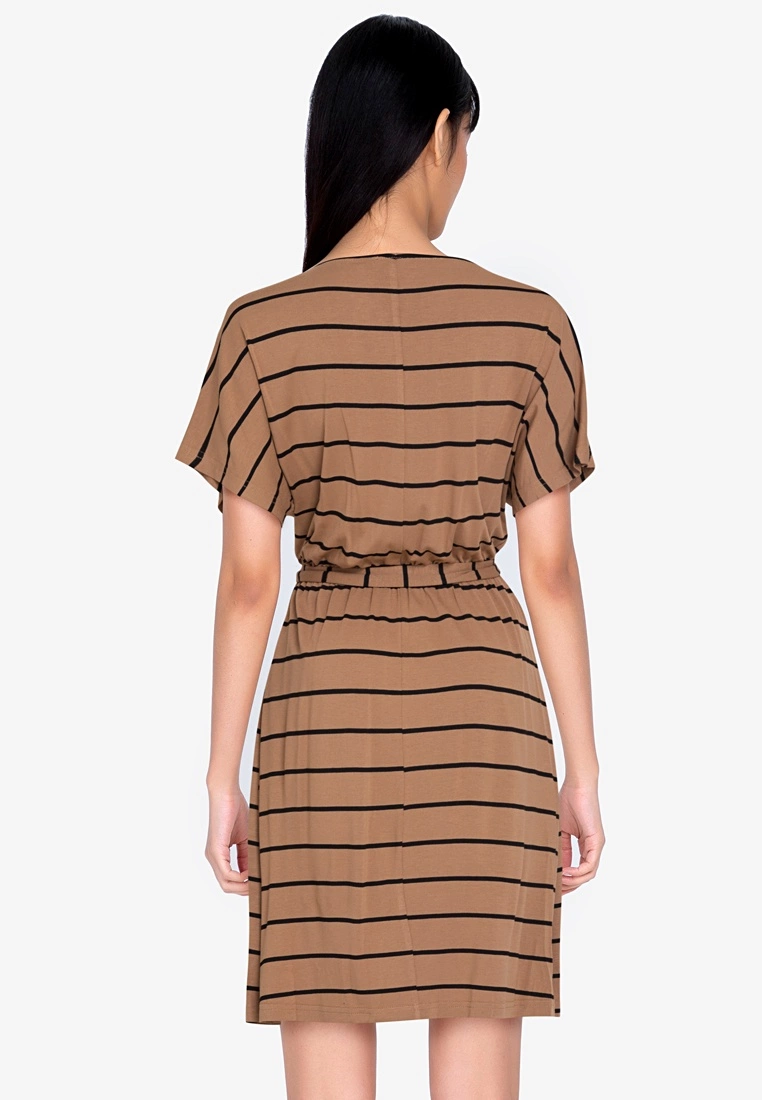 ZALORA BASICS Batwing Sleeve Belted Striped Dress - Billede 2
