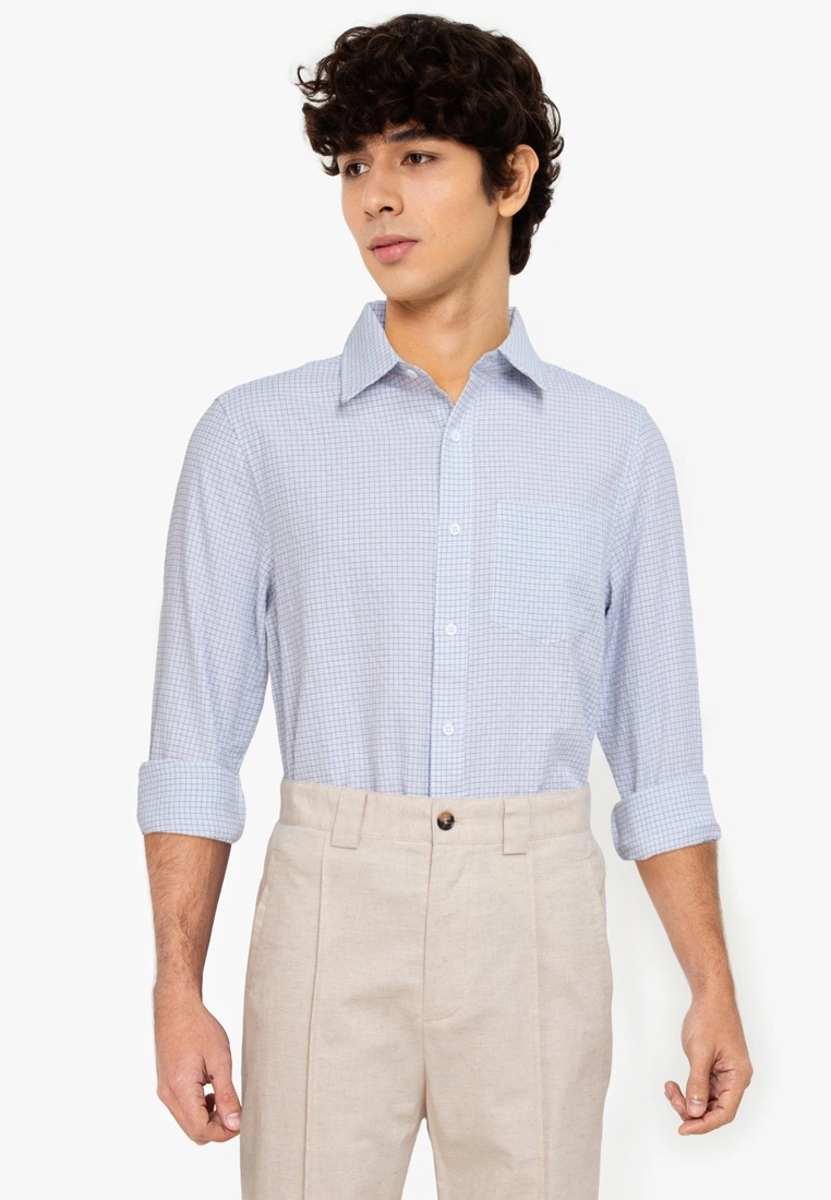 ZALORA BASICS Checkered Long Sleeve Shirt