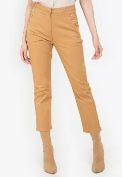 ZALORA BASICS Button Detail Straight Fit Jeans