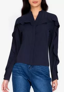 ZALORA BASICS Ruffle Sleeve Top